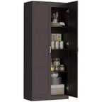 HOMCOM Armoire de cuisine haute de 180 cm avec charnières à fermeture douce, Armoire de rangement de style ferme sur pied avec étagères réglables