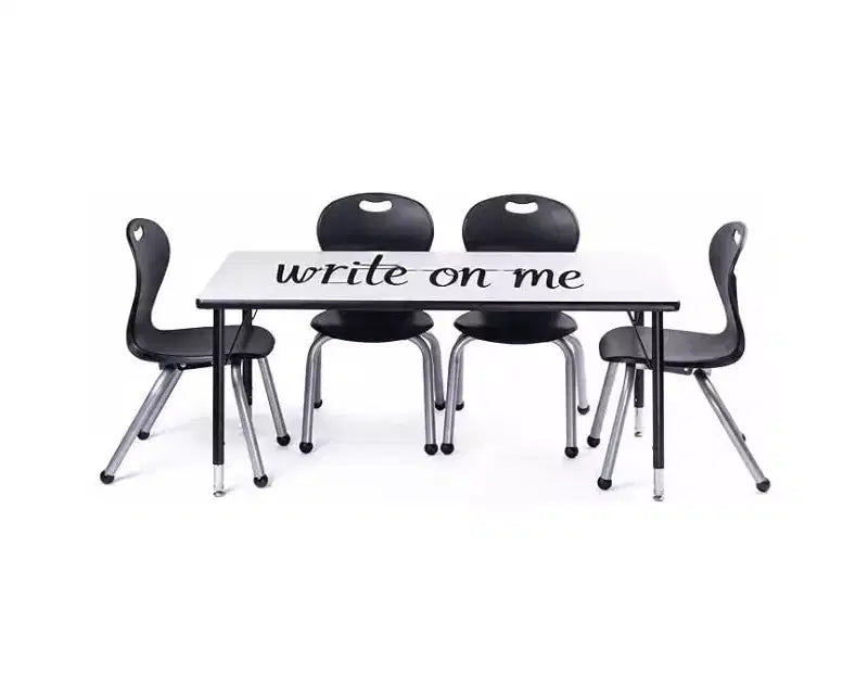 Table & Chair Set: Black Edge Table, 12'' Black Zuul