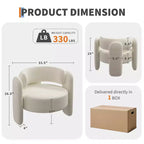 Coolmee Fauteuil d'appoint moderne en chenille, rembourrage du milieu du siècle, coins arrondis pour salon, chambre, bureau ou caféBeige