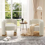 Coolmee Fauteuil d'appoint moderne en chenille, rembourrage du milieu du siècle, coins arrondis pour salon, chambre, bureau ou caféBeige