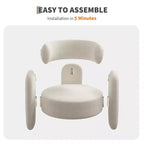 Coolmee Fauteuil d'appoint moderne en chenille, rembourrage du milieu du siècle, coins arrondis pour salon, chambre, bureau ou caféBeige