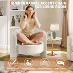 Coolmee Fauteuil d'appoint moderne en chenille, rembourrage du milieu du siècle, coins arrondis pour salon, chambre, bureau ou caféBeige
