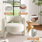 Coolmee Fauteuil d'appoint moderne en chenille, rembourrage du milieu du siècle, coins arrondis pour salon, chambre, bureau ou caféBeige
