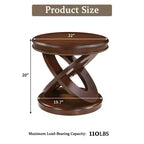 Table d'appoint ronde rétro en bois VIYET 20 - Piètement en X, Placage en bois massif, Noyer