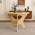 MAYEERTY Foldable Round Dining Table, Space-Saving MDF Kitchen Table with Wild Oak Veneer, Indoor-Outdoor Multi-Purpose Table