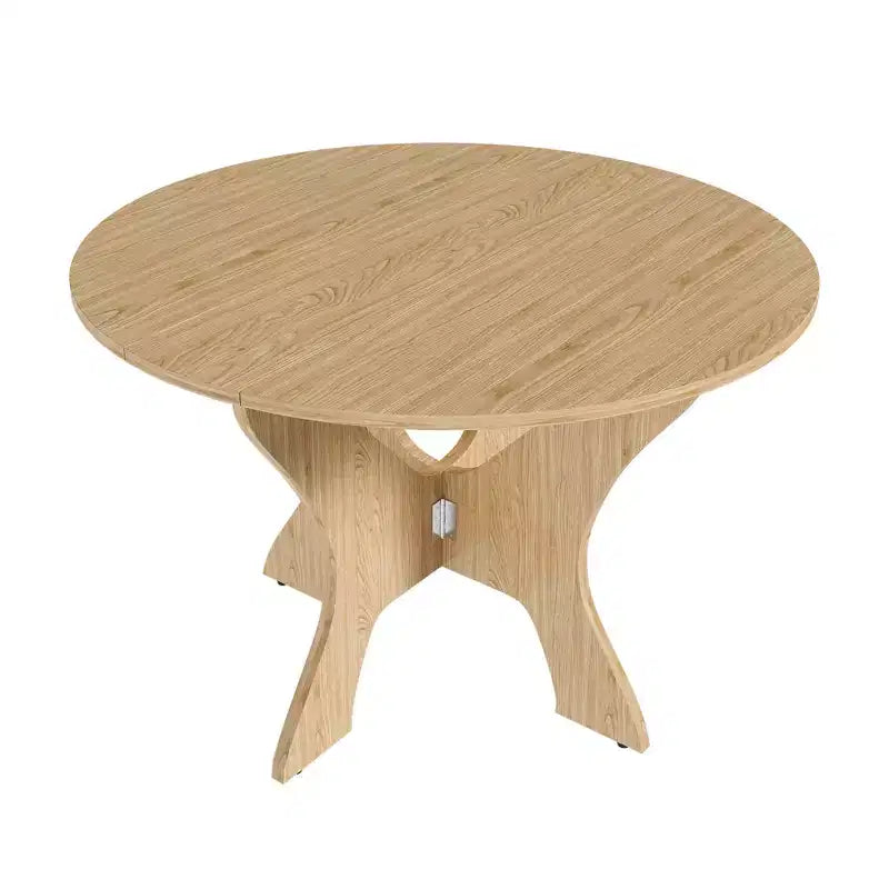 Table de salle à manger ronde pliable MAYEERTY, table de cuisine en MDF peu encombrante avec placage chêne sauvage, table polyvalente intérieure-extérieure