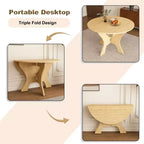 Table de salle à manger ronde pliable MAYEERTY, table de cuisine en MDF peu encombrante avec placage chêne sauvage, table polyvalente intérieure-extérieure