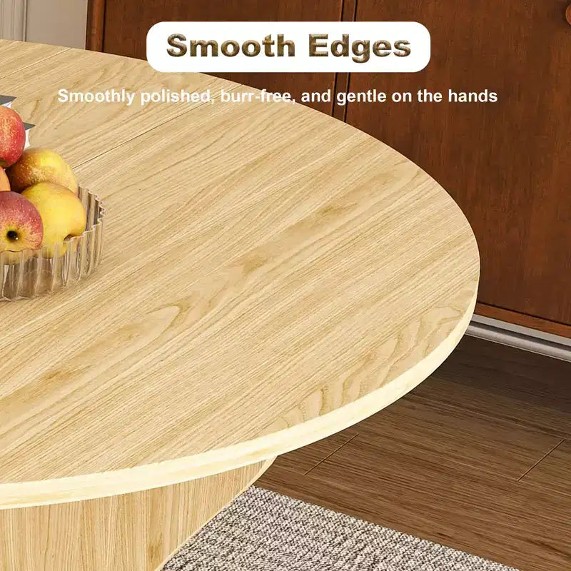 Table de salle à manger ronde pliable MAYEERTY, table de cuisine en MDF peu encombrante avec placage chêne sauvage, table polyvalente intérieure-extérieure