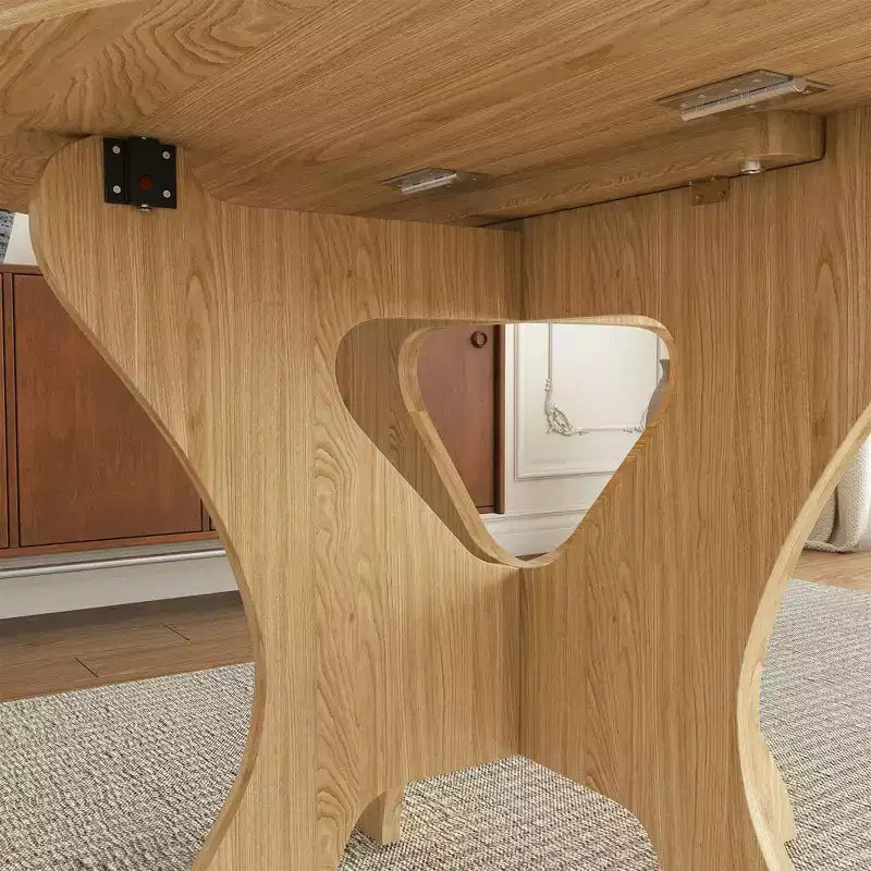 Table de salle à manger ronde pliable MAYEERTY, table de cuisine en MDF peu encombrante avec placage chêne sauvage, table polyvalente intérieure-extérieure