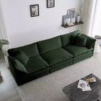 MAYEERTY Canapé de salon/chambre moderne du milieu du siècle à 3 places avec 2 accoudoirs et 3 coussins décoratifs, vert