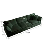 MAYEERTY Canapé de salon/chambre moderne du milieu du siècle à 3 places avec 2 accoudoirs et 3 coussins décoratifs, vert