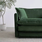 MAYEERTY Canapé de salon/chambre moderne du milieu du siècle à 3 places avec 2 accoudoirs et 3 coussins décoratifs, vert