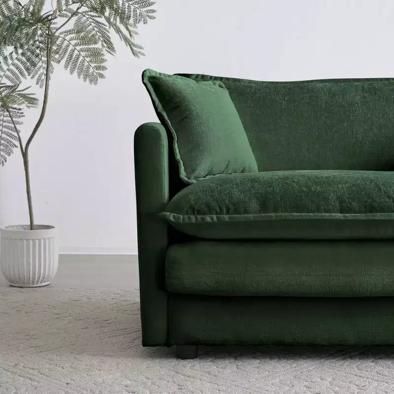 MAYEERTY Canapé de salon/chambre moderne du milieu du siècle à 3 places avec 2 accoudoirs et 3 coussins décoratifs, vert