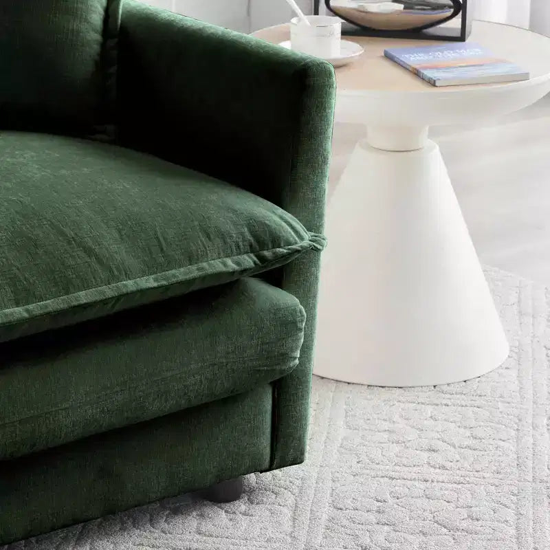 MAYEERTY Canapé de salon/chambre moderne du milieu du siècle à 3 places avec 2 accoudoirs et 3 coussins décoratifs, vert