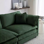 MAYEERTY Canapé de salon/chambre moderne du milieu du siècle à 3 places avec 2 accoudoirs et 3 coussins décoratifs, vert