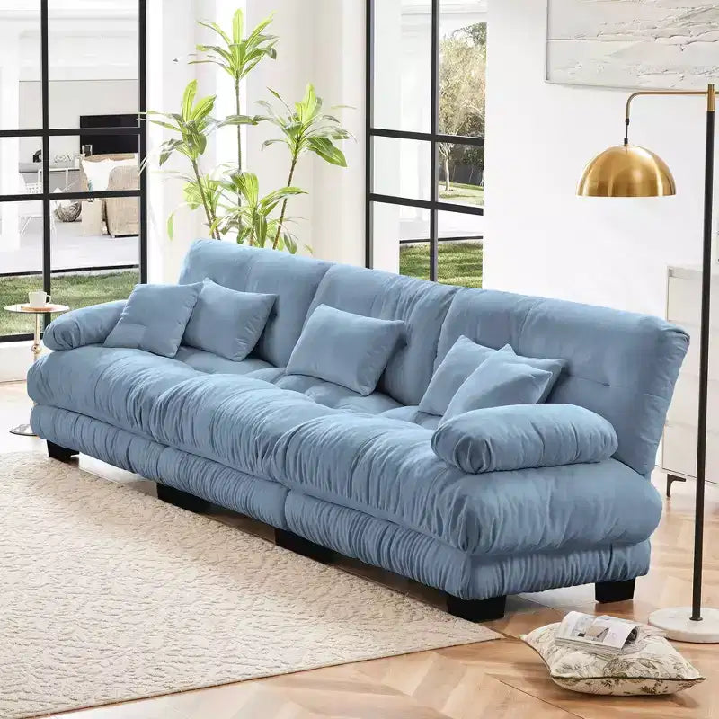 MAYEERTY Canapé sectionnel 3 places Modulaire Canapé à assise profonde Meuble rembourré pour salon Bleu