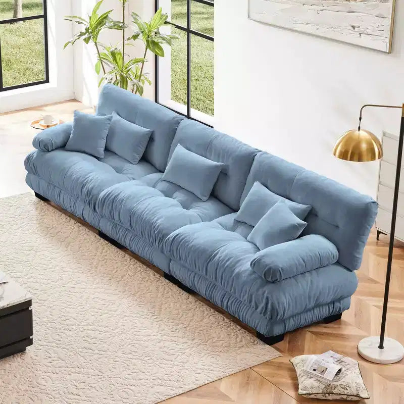 MAYEERTY Canapé sectionnel 3 places Modulaire Canapé à assise profonde Meuble rembourré pour salon Bleu