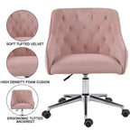 Chaise de bureau HOFFREE en velours avec pivot, hauteur réglable et roulettes fluides - Élégante et confortable pour le bureau à domicile, la coiffeuse et les dortoirs