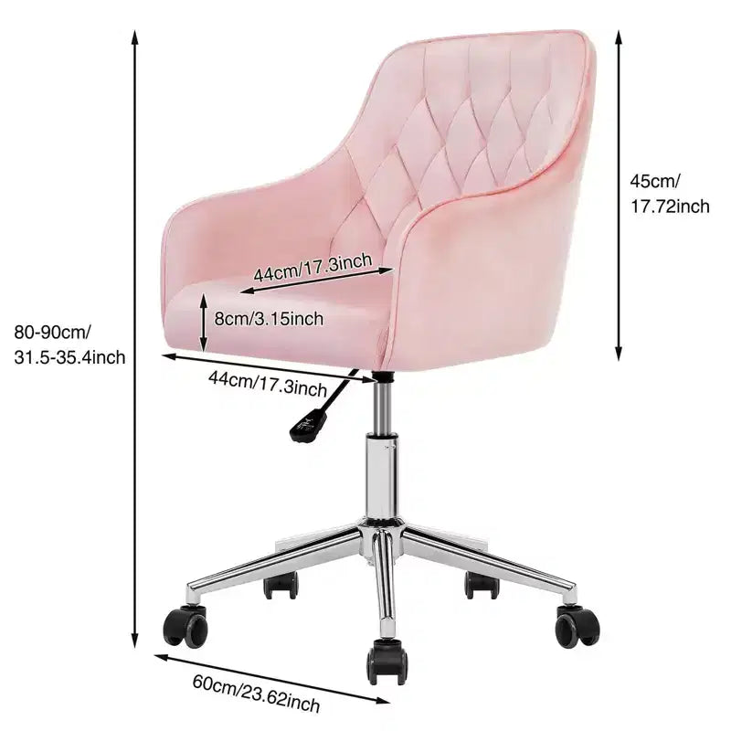 Chaise de bureau HOFFREE en velours avec pivot, hauteur réglable et roulettes fluides - Élégante et confortable pour le bureau à domicile, la coiffeuse et les dortoirs