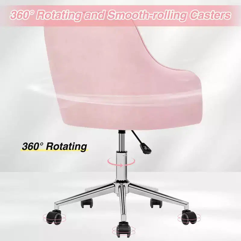Chaise de bureau HOFFREE en velours avec pivot, hauteur réglable et roulettes fluides - Élégante et confortable pour le bureau à domicile, la coiffeuse et les dortoirs