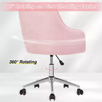 Chaise de bureau HOFFREE en velours avec pivot, hauteur réglable et roulettes fluides - Élégante et confortable pour le bureau à domicile, la coiffeuse et les dortoirs