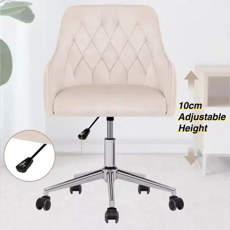 Chaise de bureau HOFFREE en velours avec pivot, hauteur réglable et roulettes fluides - Élégante et confortable pour le bureau à domicile, la coiffeuse et les dortoirs