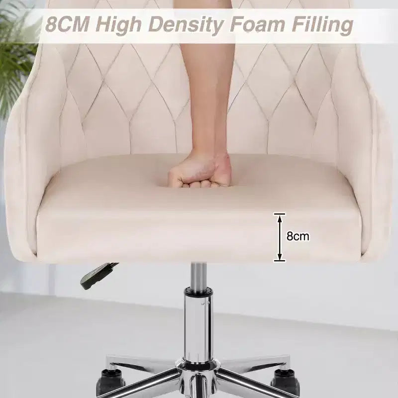 Chaise de bureau HOFFREE en velours avec pivot, hauteur réglable et roulettes fluides - Élégante et confortable pour le bureau à domicile, la coiffeuse et les dortoirs