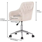 Chaise de bureau HOFFREE en velours avec pivot, hauteur réglable et roulettes fluides - Élégante et confortable pour le bureau à domicile, la coiffeuse et les dortoirs