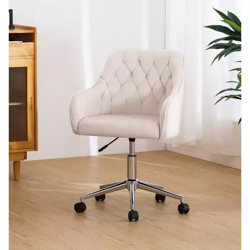 Chaise de bureau HOFFREE en velours avec pivot, hauteur réglable et roulettes fluides - Élégante et confortable pour le bureau à domicile, la coiffeuse et les dortoirs