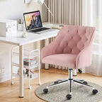 HOFFREE Velvet Task Chair with Swivel, Adjustable Height & Smooth-Rolling Wheels - Stylish & Comfortable for Home Office, Vanity & Dorms
