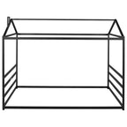 Lit en métal en forme de maison Luxystar, Grand Lit (Queen Size), Noir