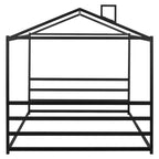 Lit en métal en forme de maison Luxystar, Grand Lit (Queen Size), Noir