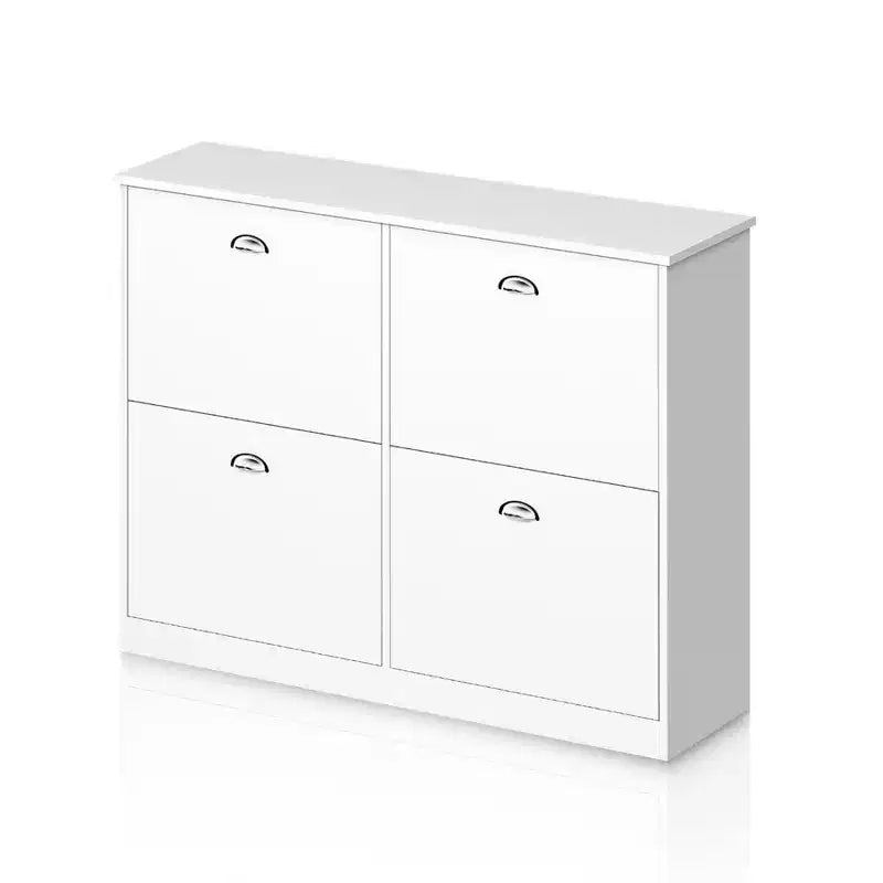 JVNOXK Meuble à chaussures extra-plat dissimulé de 101,6 cm avec 4 tiroirs à abattant et mécanisme anti-basculement, adapté aux entrées et aux chambres, blanc