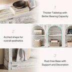 Lantine Console Étroite de 63 Pouces avec Étagère à 3 Niveaux, Table de Hall d'Entrée au Style Ferme Moderne pour Couloir, Salon, Blanc Vieilli