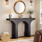 Console moderne Lantine de 47 pouces noire avec design arqué, idéale comme table d'appoint étroite pour canapé/entrée/foyer, pour couloir, salon