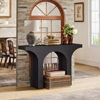 Console moderne Lantine de 47 pouces noire avec design arqué, idéale comme table d'appoint étroite pour canapé/entrée/foyer, pour couloir, salon