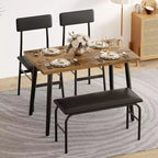 Ensemble table à manger pour 4 personnes, table de cuisine en bois avec banc rembourré et 2 chaises, meubles peu encombrants pour cuisine, salle à manger, appartement, style rétro
