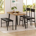 Ensemble table à manger pour 4 personnes, table de cuisine en bois avec banc rembourré et 2 chaises, meubles peu encombrants pour cuisine, salle à manger, appartement, style rétro