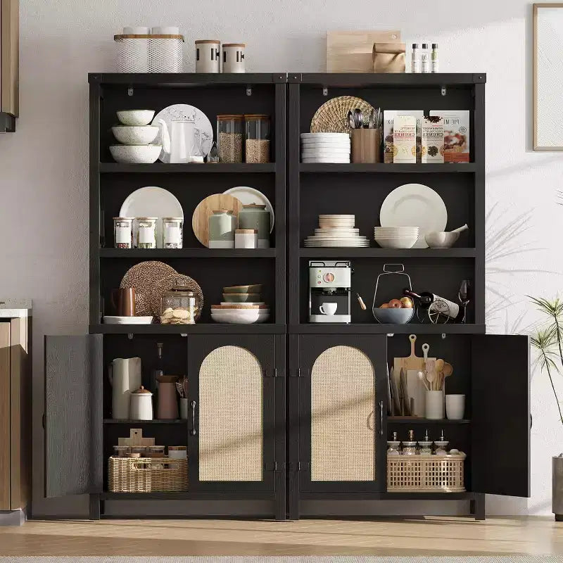 Meuble de rangement haut à 5 niveaux, Organisateur de bibliothèque pour le salon, le couloir et l'entrée, Noir