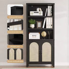 Meuble de rangement haut à 5 niveaux, Organisateur de bibliothèque pour le salon, le couloir et l'entrée, Noir