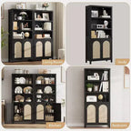 Meuble de rangement haut à 5 niveaux, Organisateur de bibliothèque pour le salon, le couloir et l'entrée, Noir
