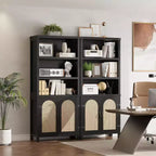 Meuble de rangement haut à 5 niveaux, Organisateur de bibliothèque pour le salon, le couloir et l'entrée, Noir