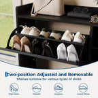 Meuble à chaussures avec 4 tiroirs basculants, meuble de rangement à chaussures dissimulé avec portes en rotin, meuble à chaussures autoportant pour salon, marron