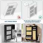 Meuble à chaussures avec 4 tiroirs basculants, meuble de rangement à chaussures dissimulé avec portes en rotin, meuble à chaussures autoportant pour salon, marron