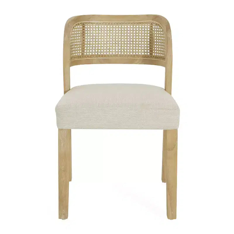 Christopher Knight Home Meera Lot de 2 chaises de salle à manger de ferme en bois d'hévéa rembourré avec dossier incurvé en rotin naturel