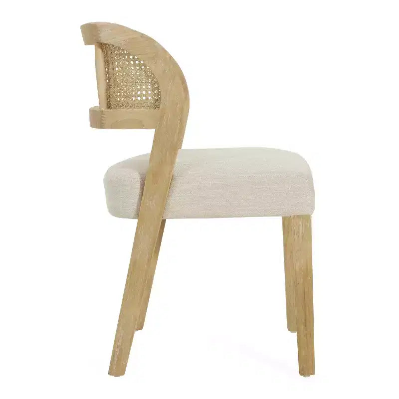 Christopher Knight Home Meera Lot de 2 chaises de salle à manger de ferme en bois d'hévéa rembourré avec dossier incurvé en rotin naturel