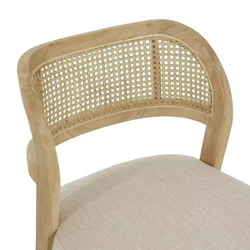 Christopher Knight Home Meera Lot de 2 chaises de salle à manger de ferme en bois d'hévéa rembourré avec dossier incurvé en rotin naturel