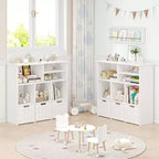 GustoWave Étagère à Livres pour Enfants avec 3 Tiroirs Mobiles et 6 Casiers de Rangement pour Chambre, Salle de Jeux, Crèche, Blanc