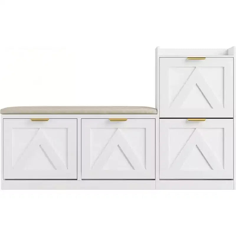 Meuble à chaussures avec banc et 4 tiroirs basculants – Organisateur d'entrée étroit pour 35 à 40 paires