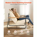 Fauteuil d'appoint moderne en velours côtelé avec structure en métal et accoudoirs en bois, beige